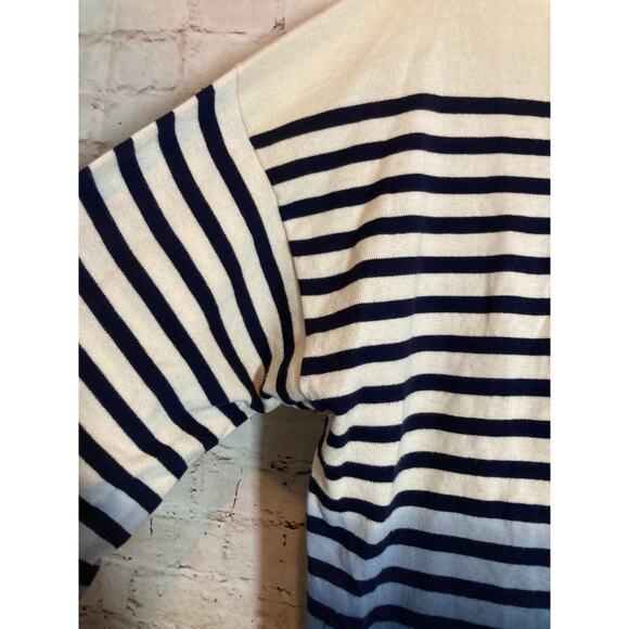 J. Crew Sweater Womens XXL Ivory & Navy Striped Ombre Kimono Sleeves Preppy - Picture 6 of 12